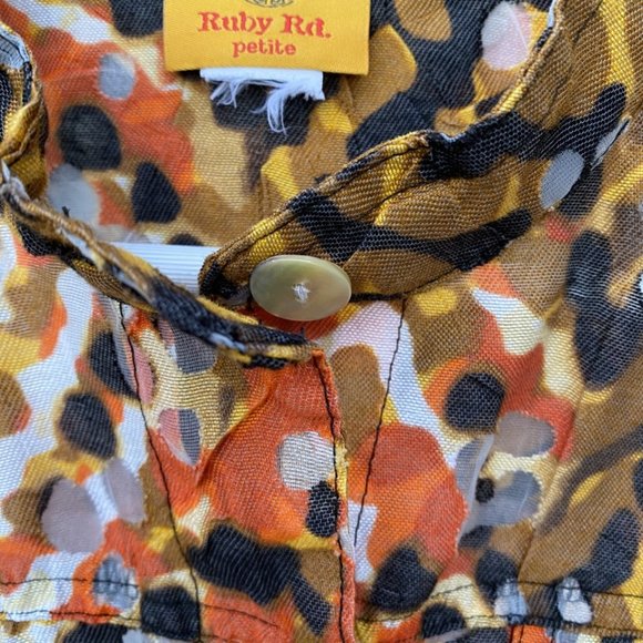 RUBY Rd Petite Linen Blend Multicolor Camouflage Short Jacket M - Picture 5 of 17